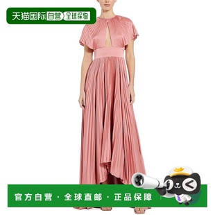 美国奥莱直发长裙 粉红色 自营Mac Duggal前襟镂空褶皱低腰连衣裙