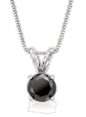 Ross-Simons 14 克拉白金黑钻单石项链 - 18 英寸 【美国奥莱】直
