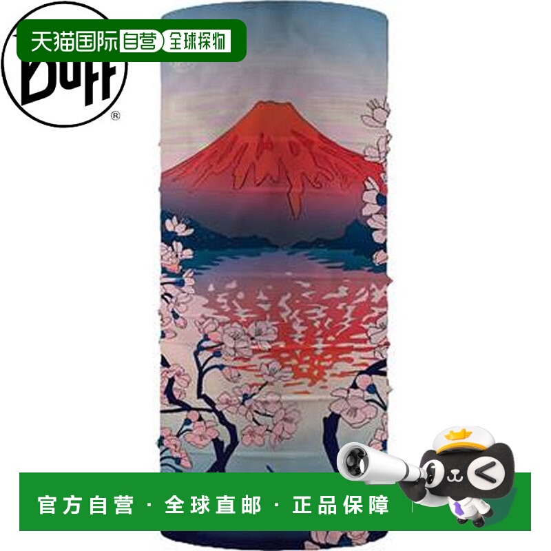 日本直邮BUFF 原创赤藤红富士樱花图案围脖采用再生涤纶面料防紫