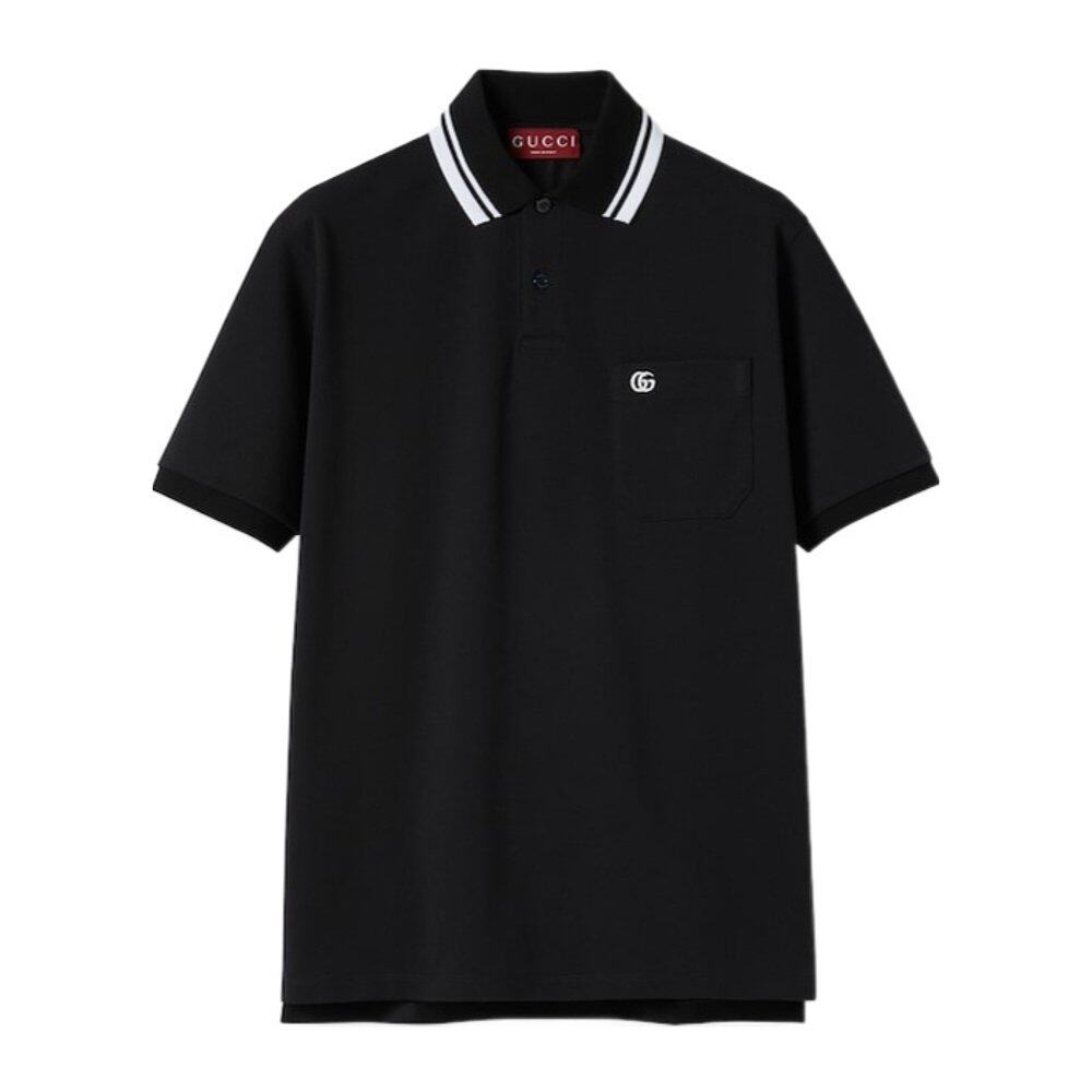 GUCCI 男士POLO衫 795174XJHHM1000 AW2025 黑色 短袖Polo 衫