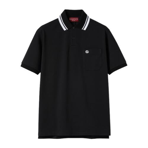 GUCCI 男士POLO衫 795174XJHHM1000 AW2025 黑色 短袖Polo 衫