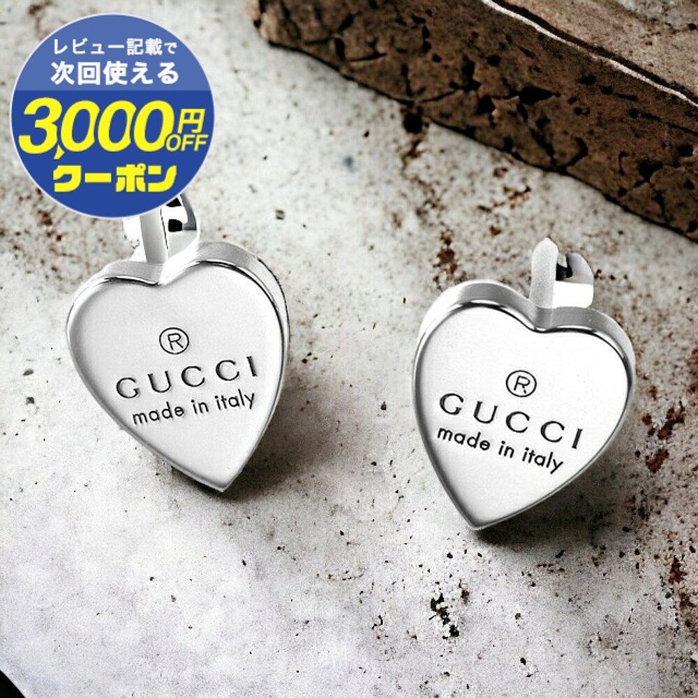 日本直邮Gucci 耳环商标雕刻心形图案耳钉纯银女士
