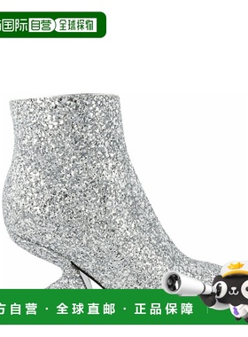 自营salvatore ferragamoSal 85 Glitter Ankle Booties - silver