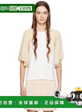 1h可退 香港直邮chloe 女士 白色拼接 T 恤 CHS23SJH19093106Crys