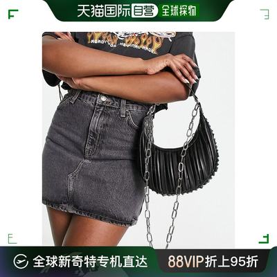 香港直邮潮奢 ASOS 女士DESIGN pleated shoulder bag with chain