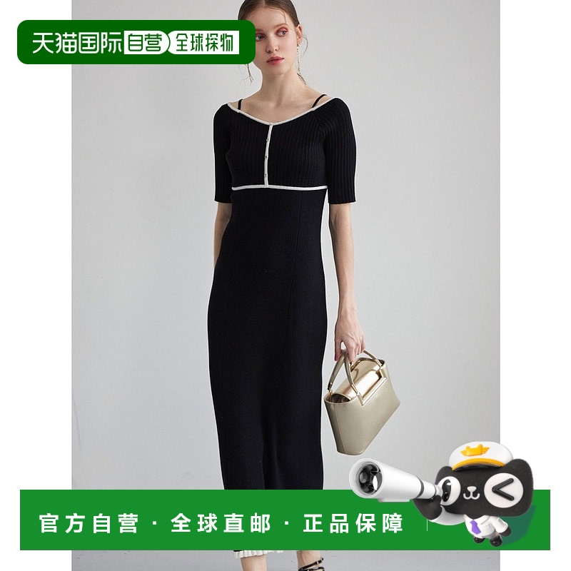 1h可退 日本直邮MERCURYDUO 双色后绑带针织连身裙套装 002440301