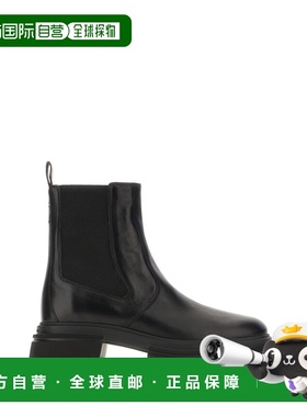 1h可退 香港直邮Hogan 女士 黑色皮质短靴 HXW6740FM0IKXTB999NER