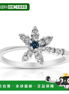 自营 vir jewels 0.35 克拉蓝色钻石戒指时尚圆形 10K 白金 - 白