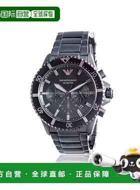 自营 Emporio Armani Diver黑色不锈钢计时码表男士手表-棕色 美
