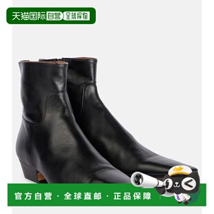 1h可退 香港直邮KHAITE 女士 Marfa 皮质短靴 black黑色 舒适时尚