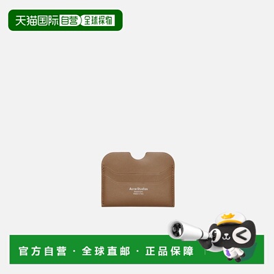 自营欧洲直邮ACNE STUDIO男女同款棕色牛皮印花LOGO字体软质卡包