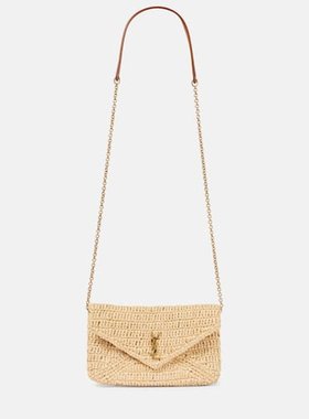 潮奢 Saint Laurent 圣罗兰 女士 Cassandre 迷你拉菲草编织肩包