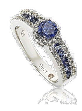 自营 Suzy Levian Sterling Silver Blue Sapphire & Diamond