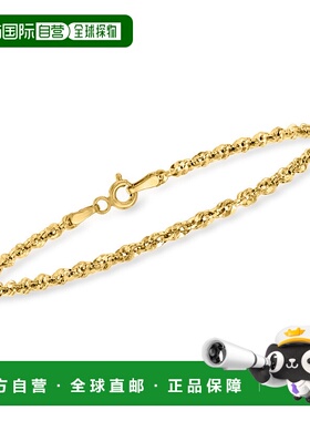 自营 Ross-Simons 意大利 14kt 黄金绳链手链 - 8 英寸 美国奥莱