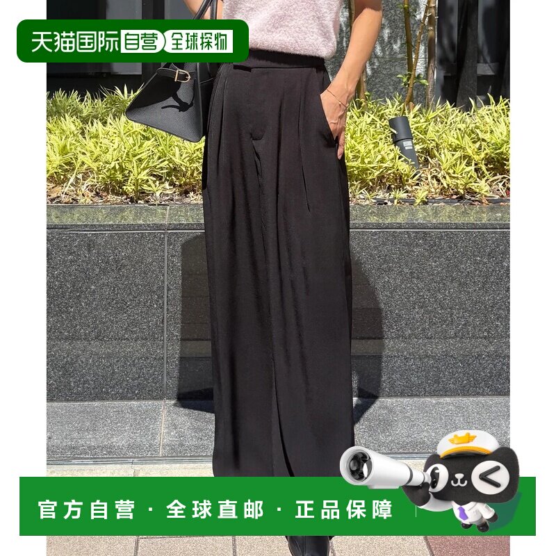 日本直邮junoah 朱诺亚 金色纽扣侧边条纹休闲裤 黑色阔腿裤西装