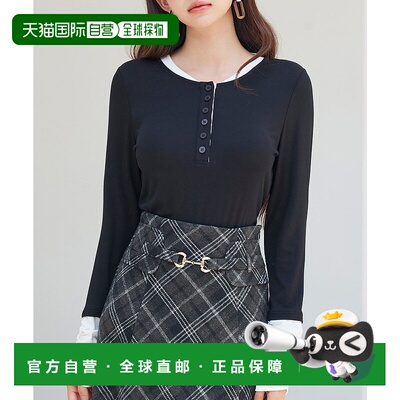 1h可退 日本直邮SAISON DE PAPILLON 女装 配色拼接亨利领T恤 袖