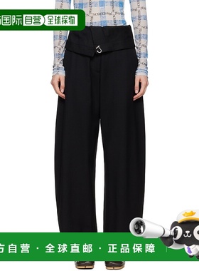 1h可退 香港直邮潮奢 J.W. Anderson 女士 黑色 Fold-Over 长裤 T