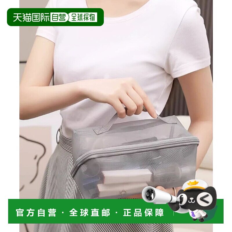 日本直邮florge 大容量带隔断透明网眼化妆包/手拿包 FL8218DW008