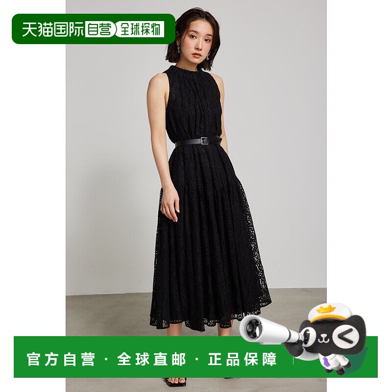 日本直邮Rienda 蕾丝撕裂感连衣裙 BLK [RI3465EW25376] 黑色