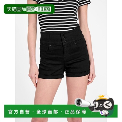 自营 guessEco Milan 高腰牛仔紧身短裤 - 黑色 美国奥莱直发