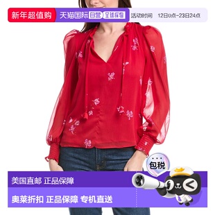 自营CeCe Ruffle Blouse - Red 泡泡袖美国直发奥莱
