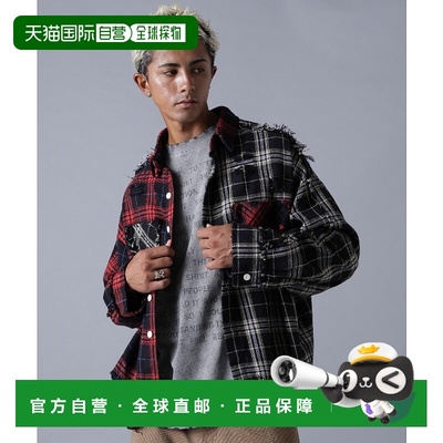 1h可退 日本直邮DankeSchon 男女同款 弗兰纳格子拼接宽松衬衫 78