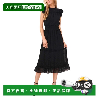 自营Cece Midi Dress Women's  Black Ruffle Smocked Waist Flut