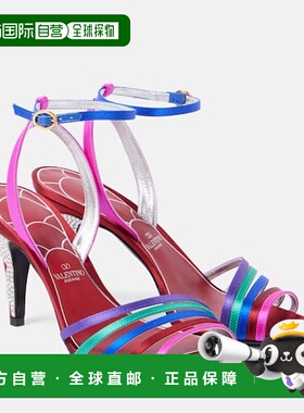 香港直邮valentino 华伦天奴 女士 Ladycrush 精饰皮质凉鞋高跟