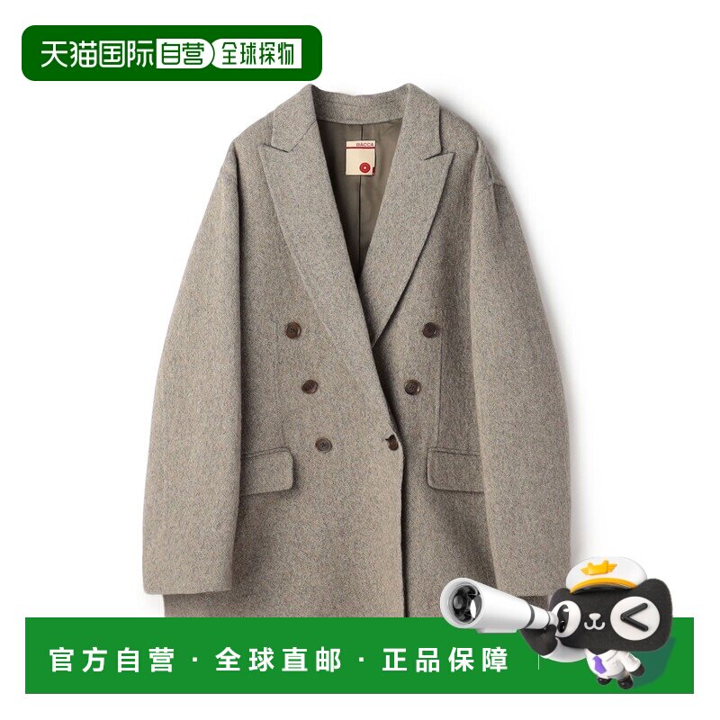 日本直邮BACCA 女装 意大利 tweed 长款翻领双面羊毛外套 秋冬轻