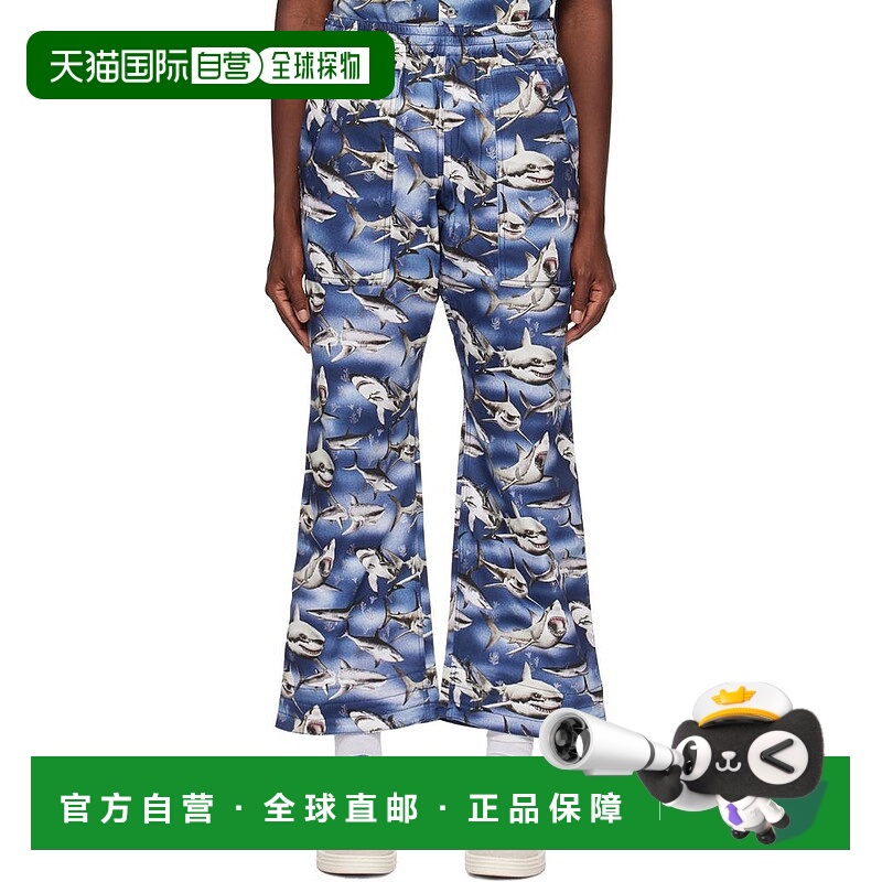 1h可退 【美国直邮】Palm Angels|蓝色和黑色鲨鱼长裤