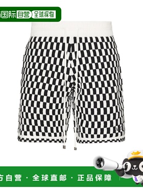 1h可退 香港直邮AMIRI 男士 棋盘格纹短裤 AMKNSH1035 black黑色