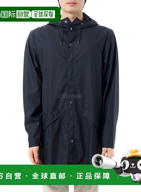 韩国直邮Rains外套男女款海军蓝色长袖连帽潮流时尚纽扣简约复古