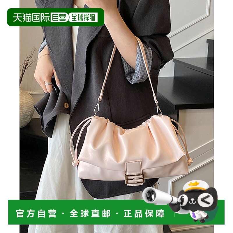 1h可退 日本直邮florge 男女同款 2WAY褶皱翻盖抽绳手提包 装饰银