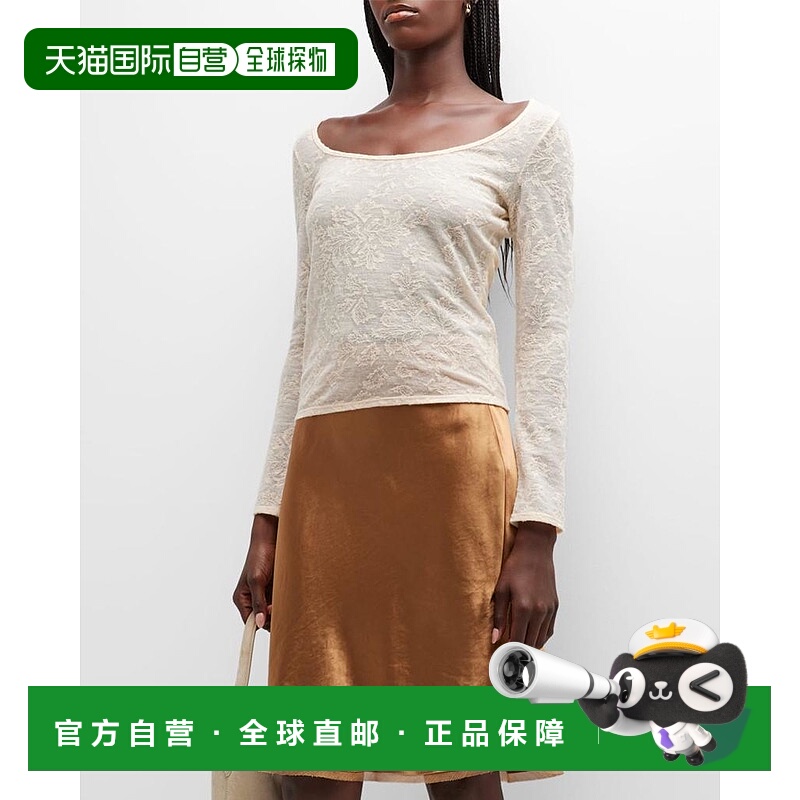 1h可退 【美国直邮】Vince|树叶图案提花长袖圆领 T 恤上衣女装