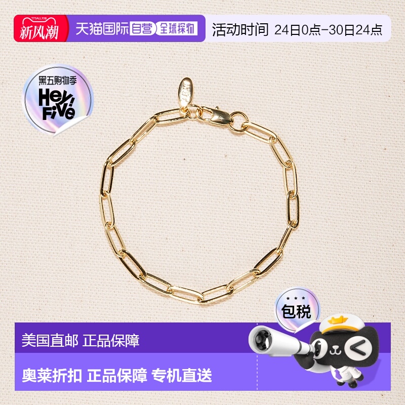 自营 joey baby18K 镀金回形针安妮手链 7 英寸 - 金色 美国奥莱