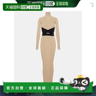 1h可退 香港直邮Alaia 女士 高领针织长款连衣裙 beige米色 舒适