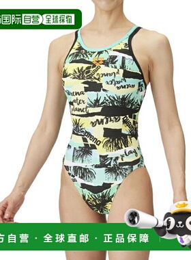 日本直邮ARENA 女士训练连体露背泳衣FIN AS5SWM26L-YLEM