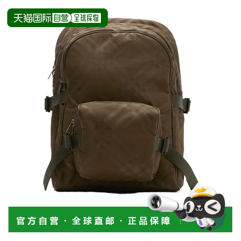 1h可退 香港直邮BURBERRY 男士双肩包 80958801 AW2024 绿色 格纹