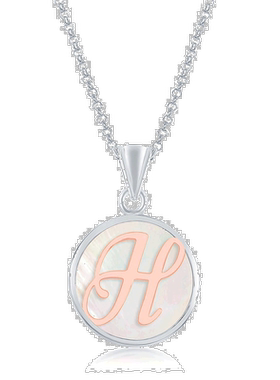 自营 simona纯银拖把吊坠，玫瑰金文字首字母带链 - h 美国奥莱直