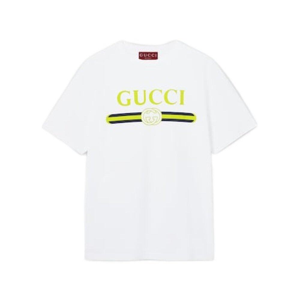 GUCCI 男士T恤 796395XJHDH9074 AW2025 白色 短袖T恤