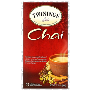 香港直发Twinings川宁红茶印度茶香草肉桂香甜25包50g茶包茶叶