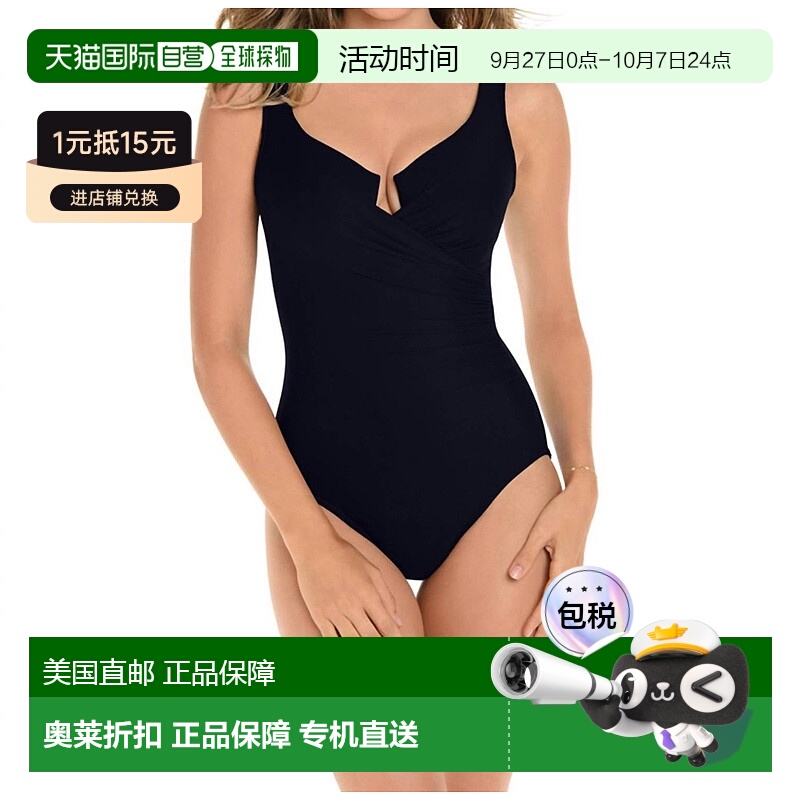 自营miraclesuit黑色钢圈连体泳衣 - 黑色 美国奥莱直发