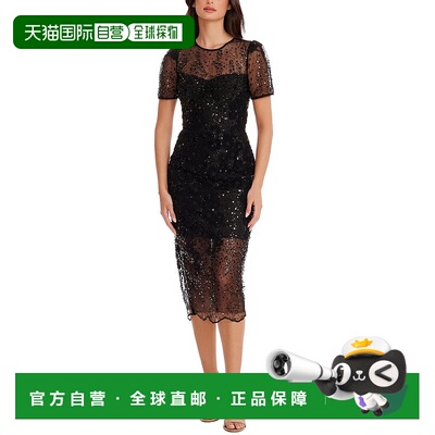 自营Dress The Population Lia Sheath Dress - black 美国奥莱直