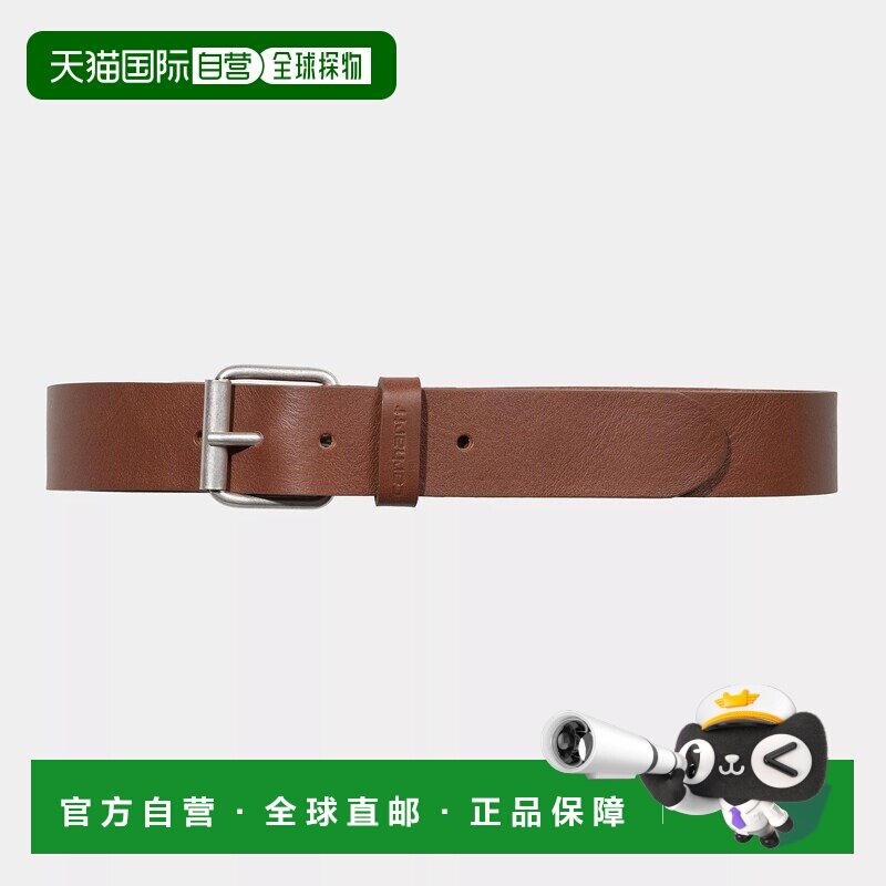 自营欧洲直邮Carhartt Wip 男士棕色皮革腰带皮带情人节礼物