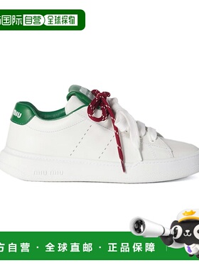 香港直邮miu miu/缪缪 Miu Miu 女款白色绿尾球鞋5E387E 3L48 F0A