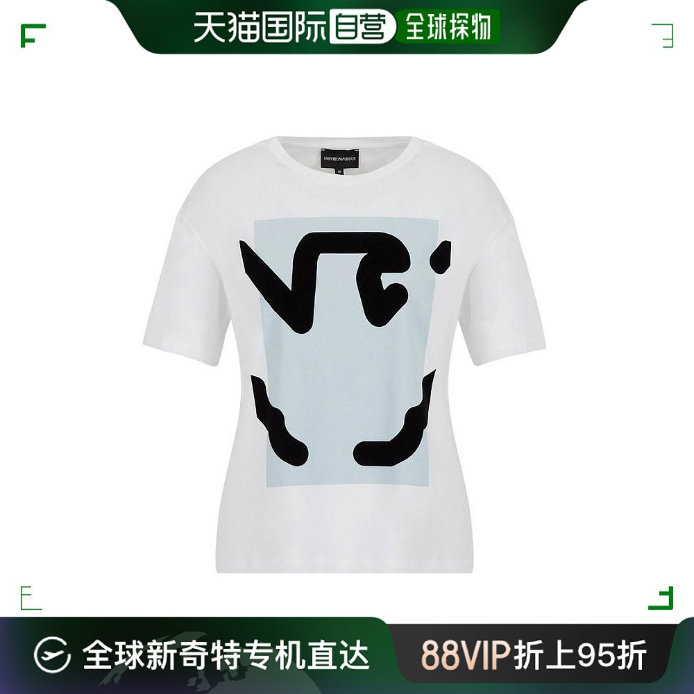 香港直邮Armani阿玛尼女士T恤白色印花图案短袖休闲百搭6K2T7F2J 女装/女士精品 T恤 原图主图