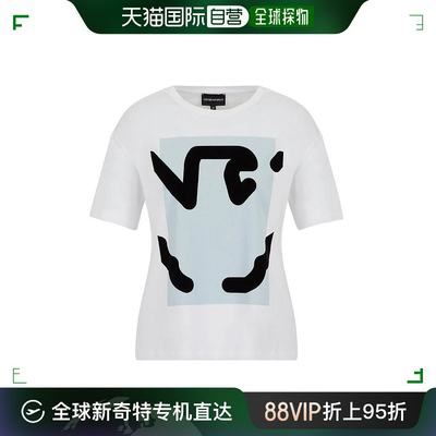 香港直邮Armani阿玛尼女士T恤白色印花图案短袖休闲百搭6K2T7F2J