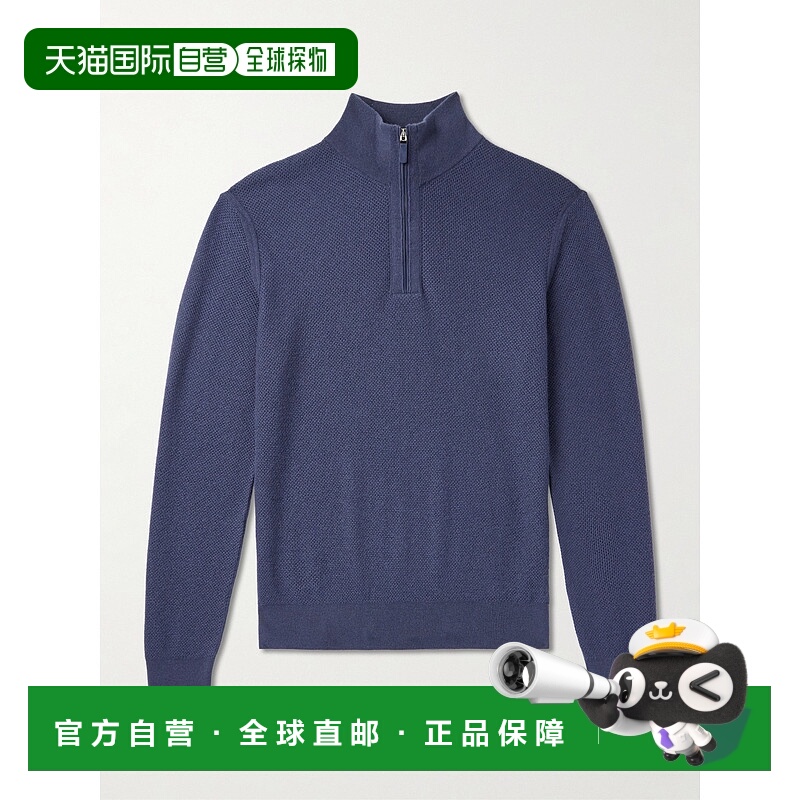 1h可退 香港直邮Zegna 杰尼亚 男士 Oasi 皮革边羊绒半拉链毛衣 U