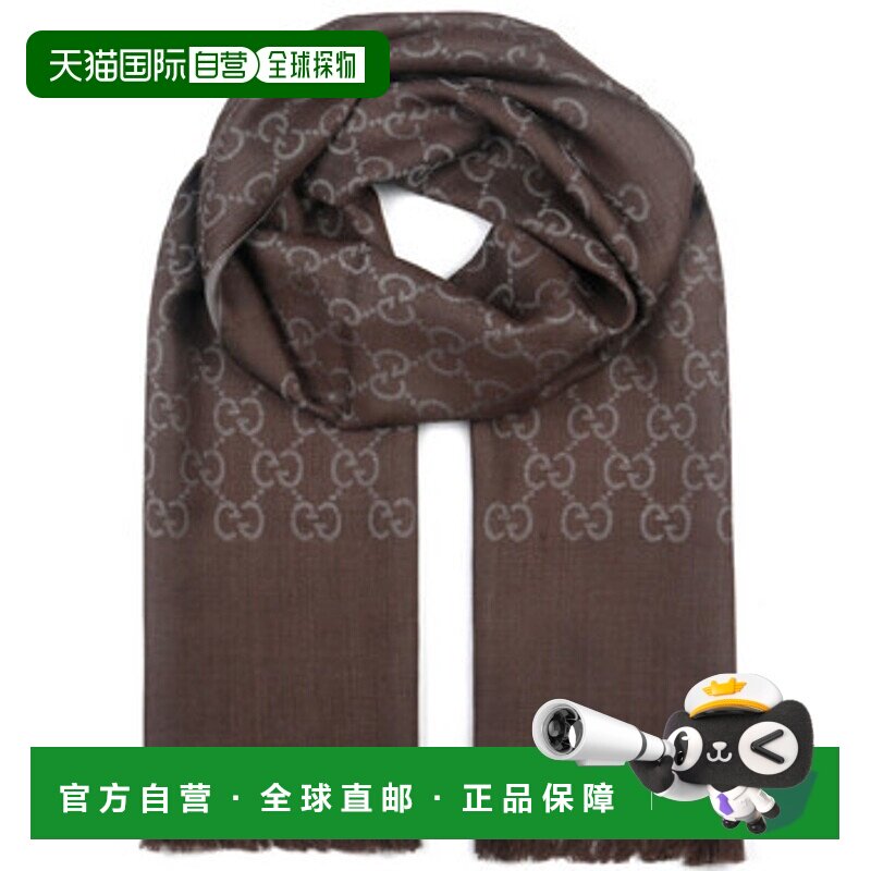 香港直邮古驰（GUCCI）围巾 男女款 纯色图案印花织花围巾流苏披