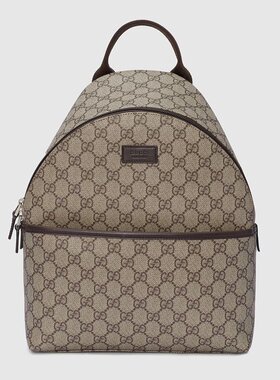 Gucci古驰女孩米色和乌木色的 Supreme 帆布儿童背包